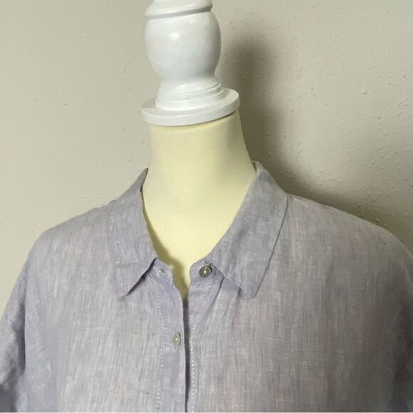 Tahari 100% Linen Short Sleeve Coastal Beachy Shirt Dress Women's Size 1X - Picture 5 of 14